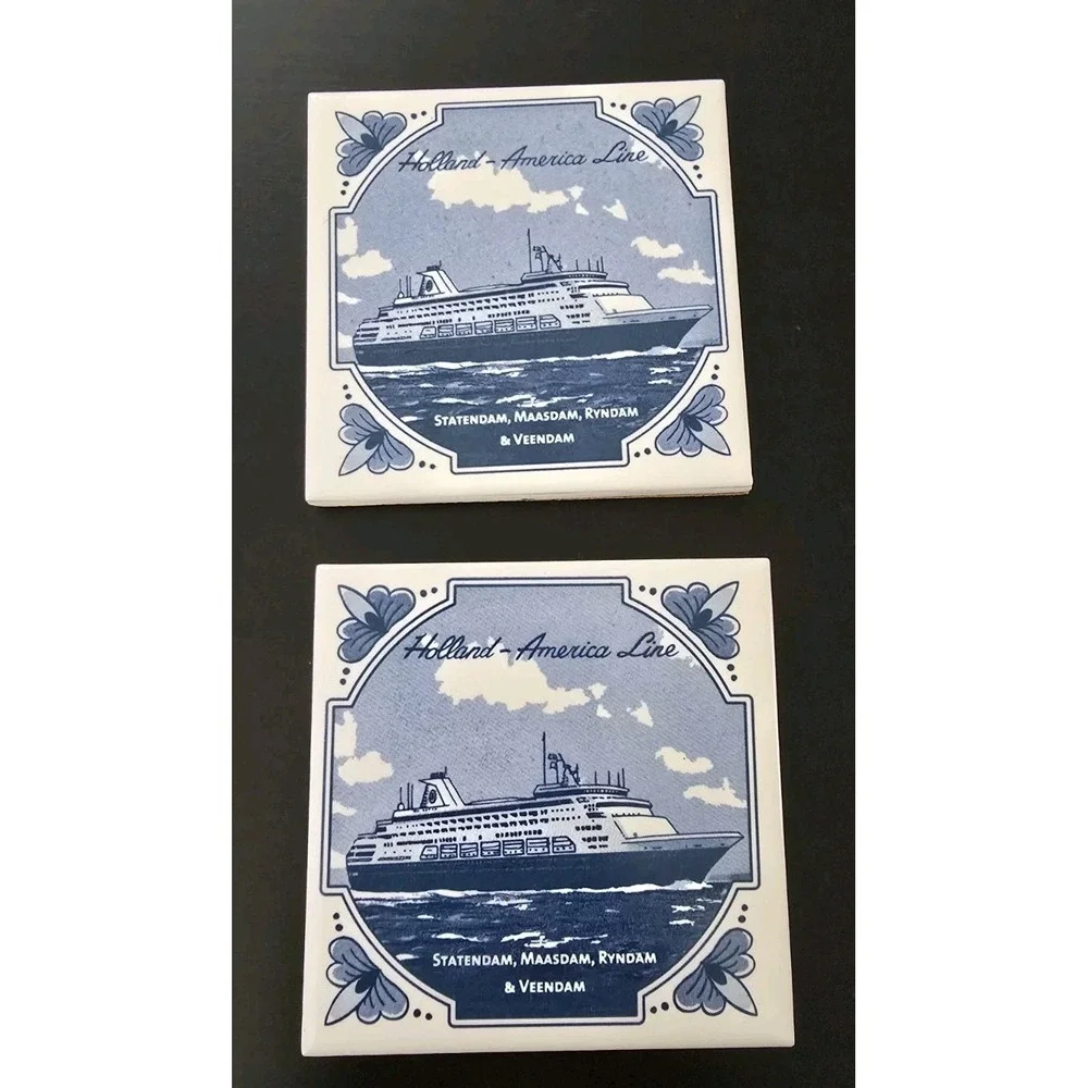 Holland America Line Blue Delft Tile‎ Coaster LOT OF 12 Variety